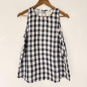 Anthropologie Cloth & Stone Shirt Womens L Gingham Check Sleeveless Tank Top